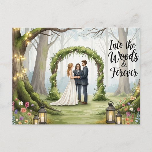 Moderne Hochzeit Sichern Das Datum Postkarte (Vorderseite)