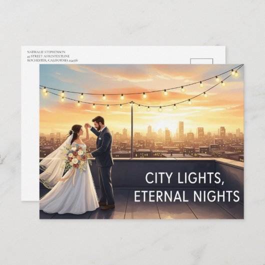 Moderne Hochzeit Sichern Das Datum Postkarte (Vorne/Hinten)