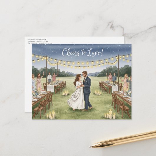 Moderne Hochzeit Sichern Das Datum Postkarte (Vorderseite/Rückseite Beispiel)