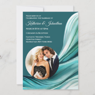Moderne Hochzeit-Smaragdgrün-Foto- Einladung