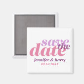Moderne Hochzeit speichern das Datum lila rosa Magnet (Vorderseite/Rückseite)