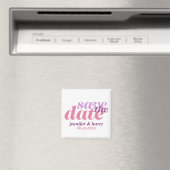 Moderne Hochzeit speichern das Datum lila rosa Magnet (In Situ (Geschirrspüler))