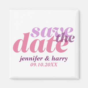Moderne Hochzeit speichern das Datum lila rosa Magnet