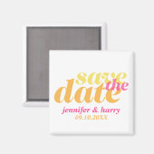 Moderne Hochzeit speichern das Datum orange rosa Magnet (Vorderseite/Rückseite)
