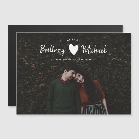 Moderne Hochzeit Speichern Sie das Datum Foto Scri Magneteinladung (Vorne/Hinten)