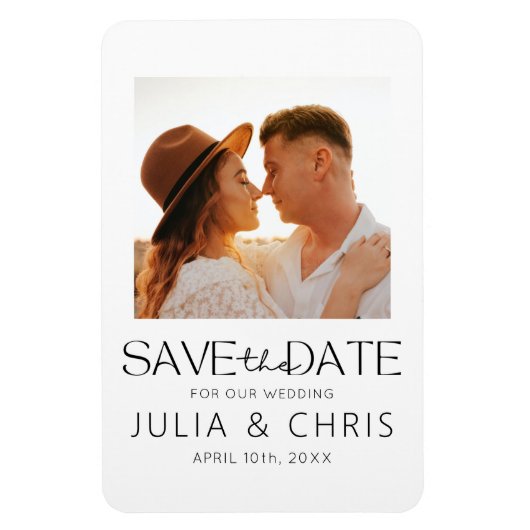 Moderne Hochzeit Speichern Sie die Datumskarte mit Magnet (Vertikal)