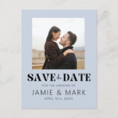 Moderne Hochzeit Speichern Sie die Datumskarte mit Postkarte (Vorderseite)