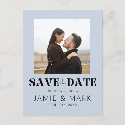 Moderne Hochzeit Speichern Sie die Datumskarte mit Postkarte (Vorderseite)