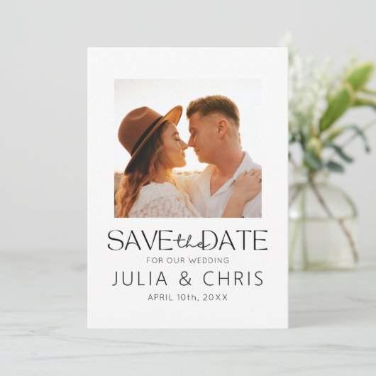Moderne Hochzeit Speichern Sie die Datumskarte mit Save The Date (Stehend Vorderseite)