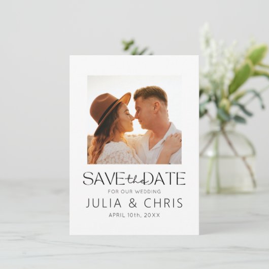 Moderne Hochzeit Speichern Sie die Datumskarte mit Save The Date (Stehend Vorderseite)