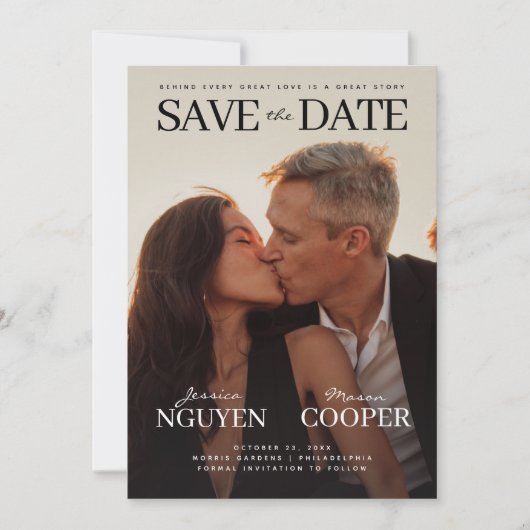 Moderne Hochzeit speichert die Date Movie Post Car Save The Date (Vorderseite)