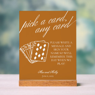 Moderne Hochzeit Spielkarten Podest Schild