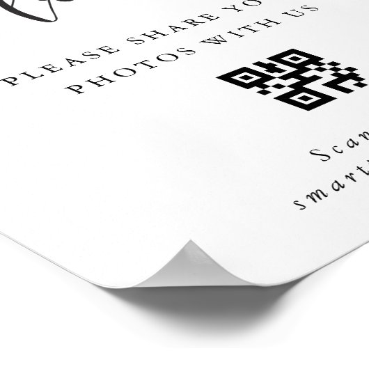 Moderne Hochzeit Teilen Sie die Liebe QR-Code-Zeic Poster (Ecke)