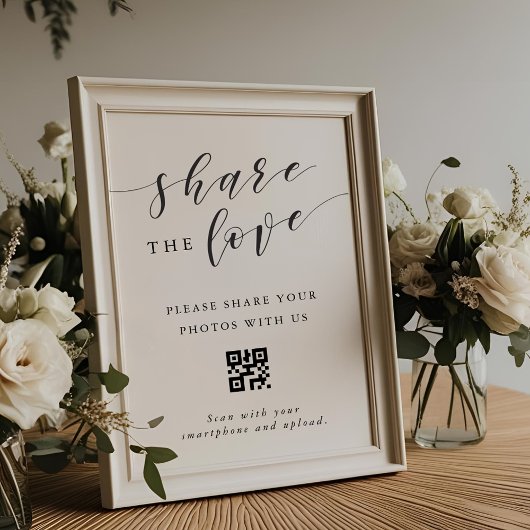Moderne Hochzeit Teilen Sie die Liebe QR-Code-Zeic Poster