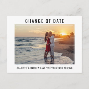 Moderne Hochzeit TERMINÄNDERUNG PLANUNGEN MIT FOTO Ankündigungspostkarte