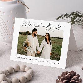 Moderne Hochzeit und strahlend schwarze Schriftfot Feiertagskarte