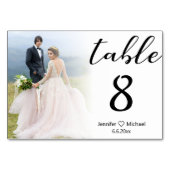 Moderne Hochzeit verblasstes Foto Tischnummer (Vorderseite)