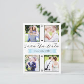 Moderne Hochzeit Verlobung 4 Foto Save the Date Postkarte (Stehend Vorderseite)