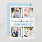 Moderne Hochzeit Verlobung 4 Foto Save the Date Postkarte (Vorne/Hinten)