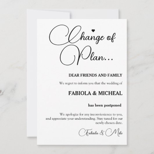 Moderne Hochzeit verzögert Hochzeitskanal Einladung (Vorderseite)