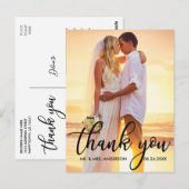 Moderne Hochzeit Vielen Dank, Bride Groom Foto B Postkarte (Vorne/Hinten)