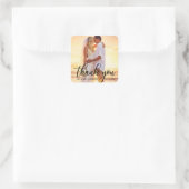 Moderne Hochzeit Vielen Dank, Bride Groom Foto B Quadratischer Aufkleber (Tasche)