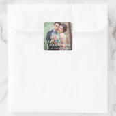 Moderne Hochzeit Vielen Dank, dass Sie Bride Groom Quadratischer Aufkleber (Tasche)
