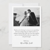 Moderne Hochzeit Vielen Dank, dass Sie Script Foto Dankeskarte (Rückseite)