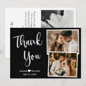 Moderne Hochzeit Vielen Dank, dass Sie Script Foto Dankeskarte (Vorne/Hinten)