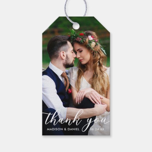 Moderne Hochzeit Vielen Dank | Foto "Braut" Geschenkanhänger (Vorderseite)