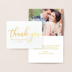 Moderne Hochzeit Vielen Dank Foto Hinweis Gold Folienkarte
