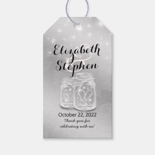 Moderne Hochzeit Vielen Dank Mason Jars String Lig Geschenkanhänger (Vorderseite)
