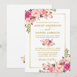 Moderne Hochzeit von Aquarellfarben Rosa Blush Flo Einladung