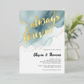 Moderne Hochzeit von Blue Beach immer für immer Folieneinladung (Stehend vorne)