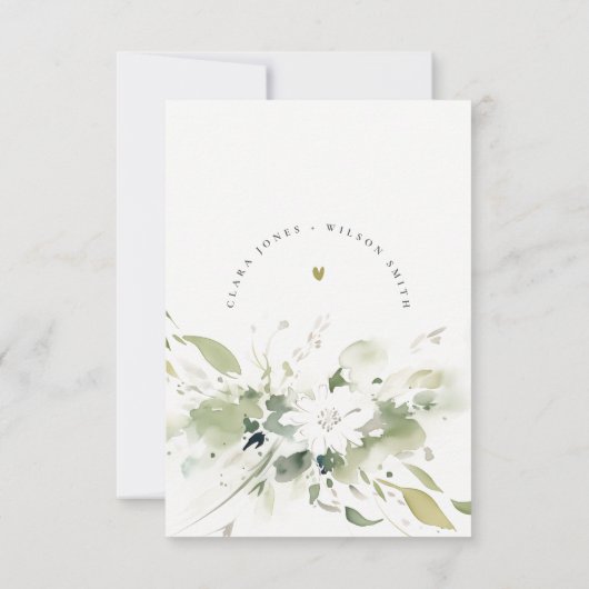 Moderne Hochzeit von Boho Abstrakt-grüner Blütenbl RSVP Karte (Rückseite)