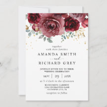 Moderne Hochzeit von Boho Burgund Rot und Gold Flo