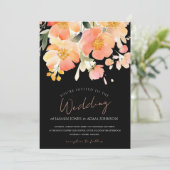 Moderne Hochzeit von Boho Orange Peach und Black F Einladung (Stehend Vorderseite)