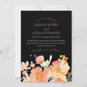 Moderne Hochzeit von Boho Orange Peach und Black F Einladung (Vorderseite)