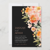 Moderne Hochzeit von Boho Orange Peach und Black F Einladung (Vorderseite)