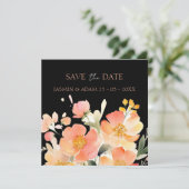 Moderne Hochzeit von Boho Orange Peach und Black F Save The Date (Stehend Vorderseite)