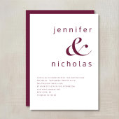 Moderne Hochzeit von Burgundy-Typografie Einladung