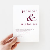 Moderne Hochzeit von Burgundy-Typografie Einladung