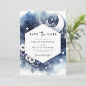 Moderne Hochzeit von Earthy Moonlit Save The Date (Stehend Vorderseite)