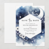 Moderne Hochzeit von Earthy Moonlit Save The Date (Vorne/Hinten)