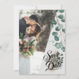 Moderne Hochzeit von Eukalyptus in Aquarell Save The Date