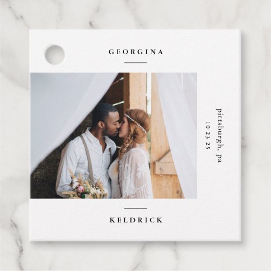 Moderne Hochzeit von Foto und Typografie Geschenkanhänger (Vorderseite)