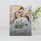 Moderne Hochzeit von Fotos Dankeskarte (Stehend Vorderseite)