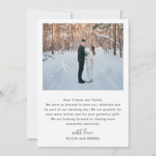 Moderne Hochzeit von Fotos Dankeskarte (Rückseite)