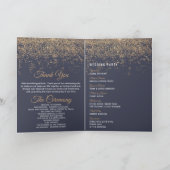 Moderne Hochzeit von Gold Glitzer Glitzern Navy Bl Programm (Innenseite)