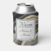 Moderne Hochzeit von Gold & Gray Agate Geode Dosenkühler (Kanne Rückseite)